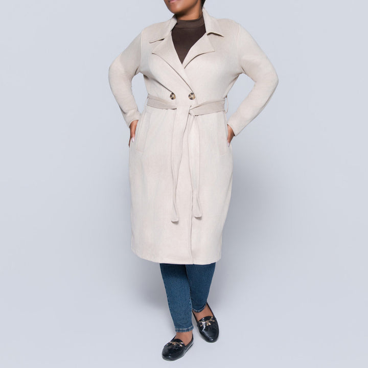 Plus Size Fawn Long Sleeve Suede Scuba Jacket