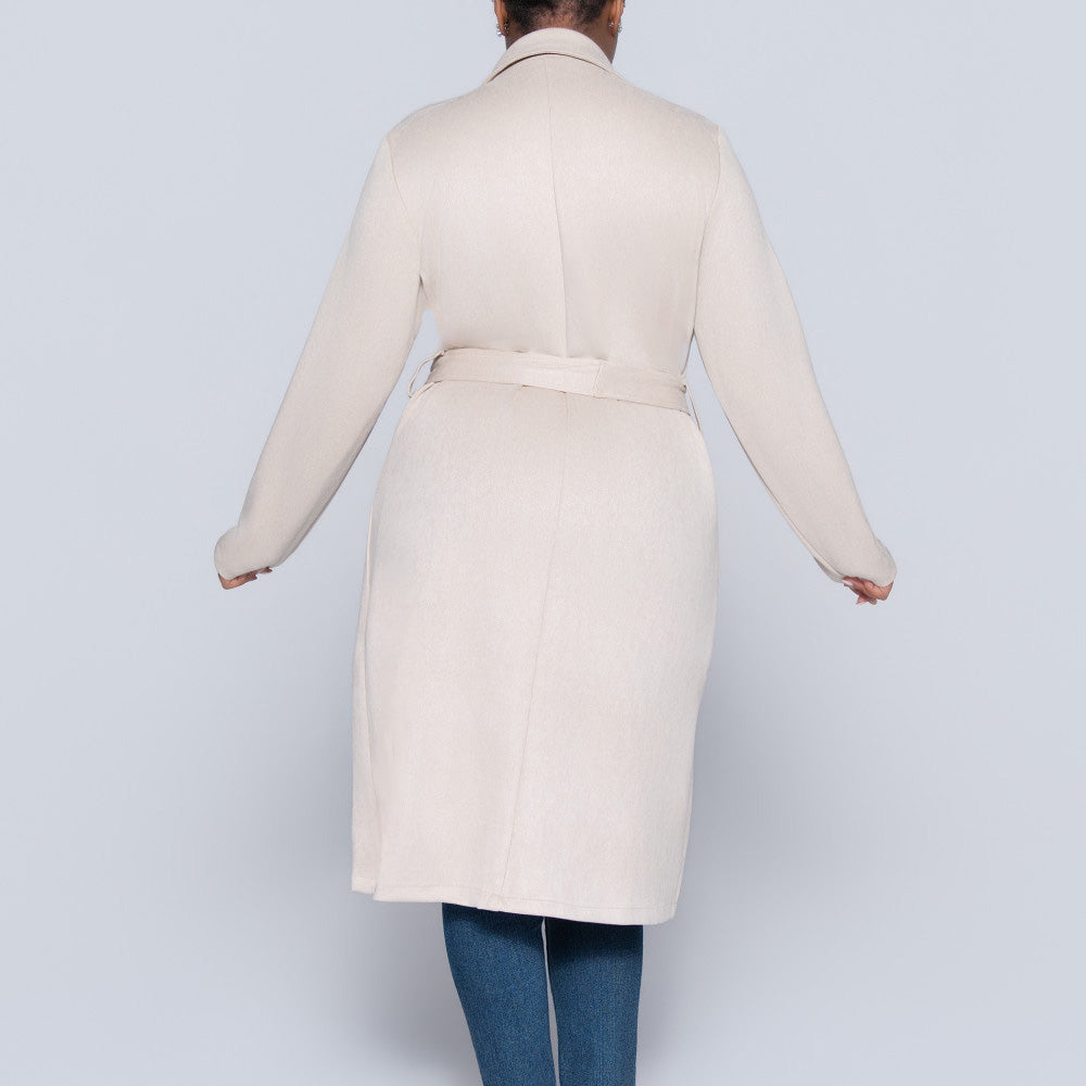 Plus Size Fawn Long Sleeve Suede Scuba Jacket