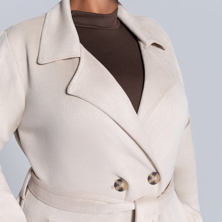Plus Size Fawn Long Sleeve Suede Scuba Jacket