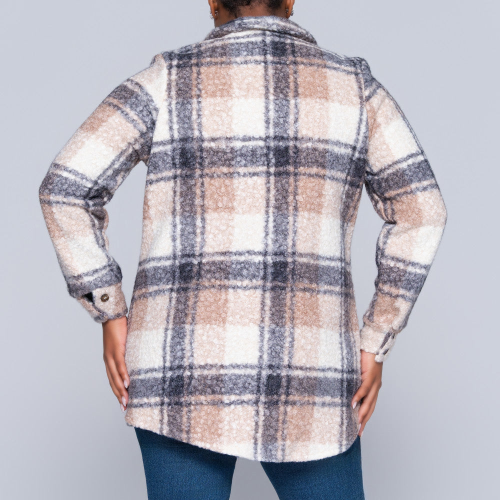 Plus Size Boucle Check Print Top