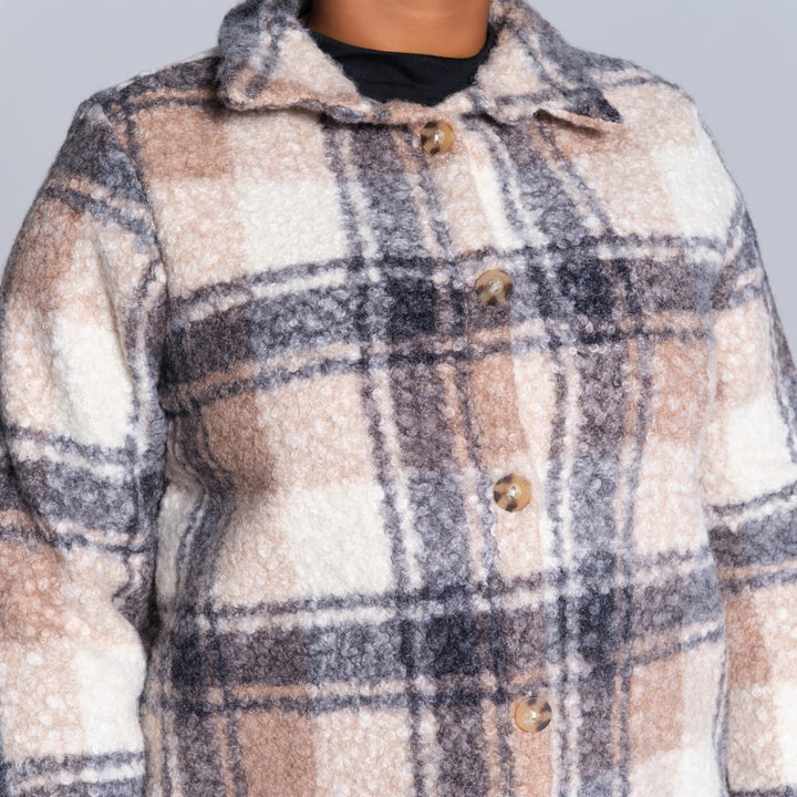 Plus Size Boucle Check Print Top