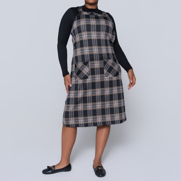 Plus Size Check Print Pinafore