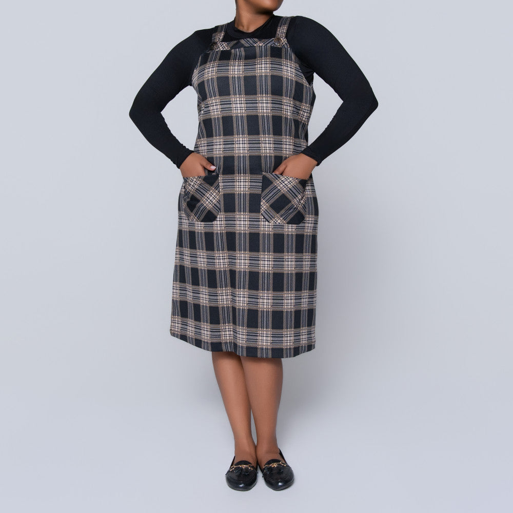 Plus Size Check Print Pinafore