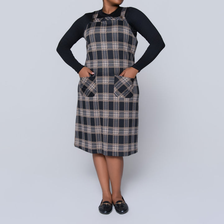 Plus Size Check Print Pinafore
