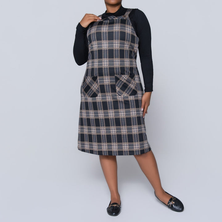 Plus Size Check Print Pinafore