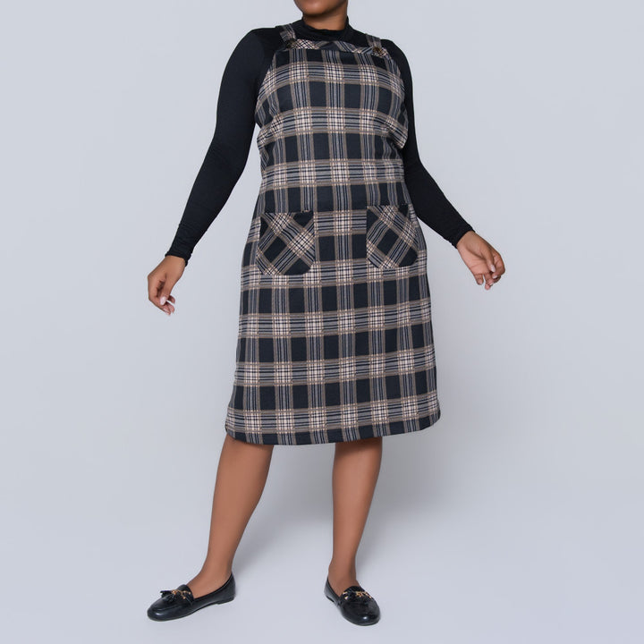 Plus Size Check Print Pinafore