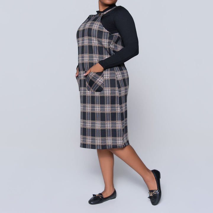Plus Size Check Print Pinafore