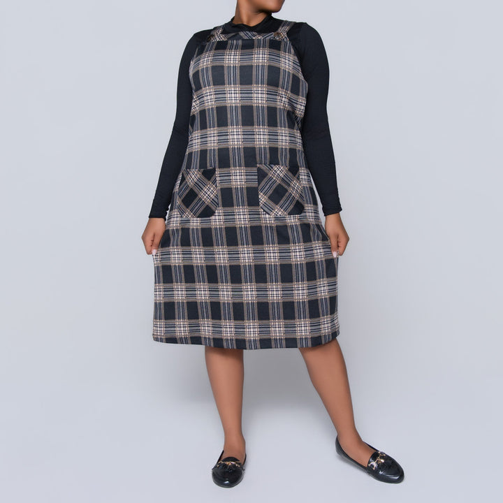 Plus Size Check Print Pinafore