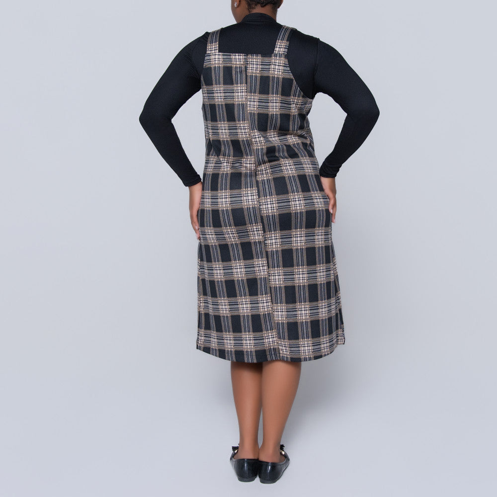 Plus Size Check Print Pinafore