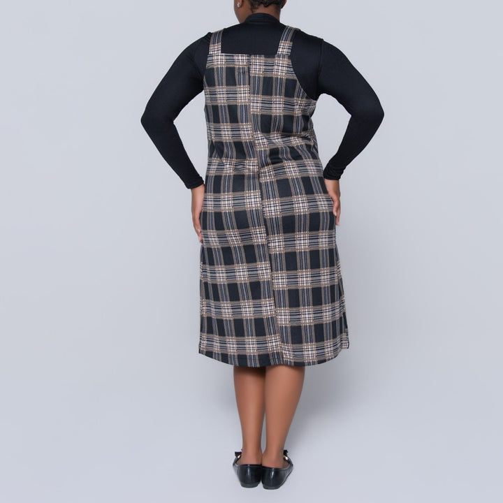Plus Size Check Print Pinafore