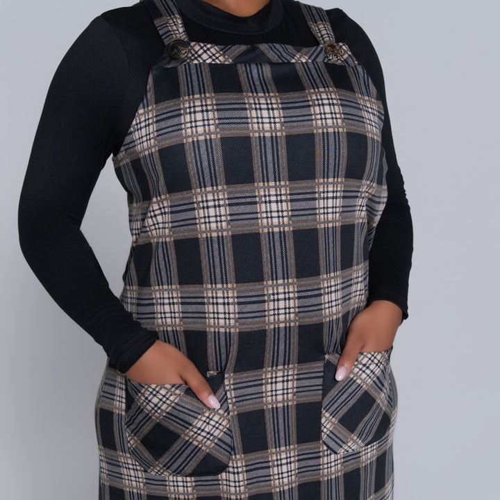 Plus Size Check Print Pinafore