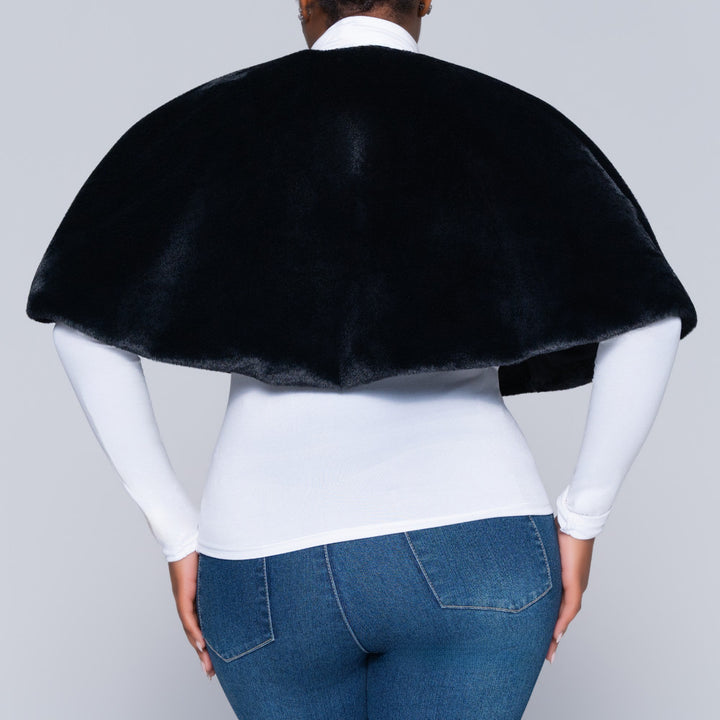 Plus Size Black Faux Fur Cape