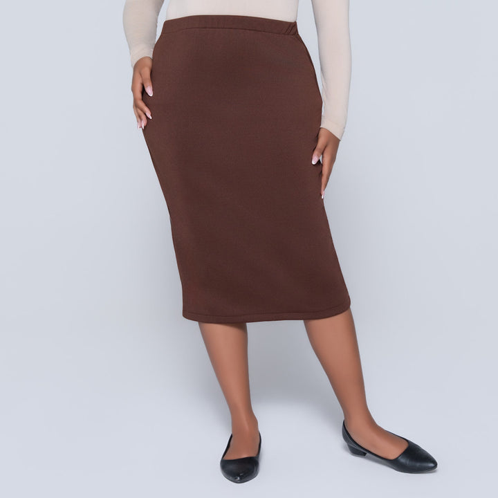 Plus Size Scuba Chocolate Skirt