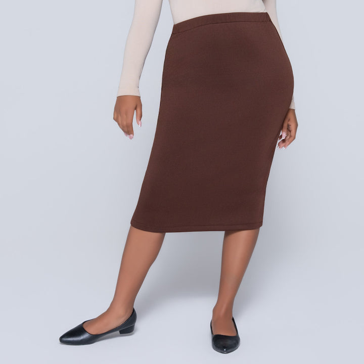 Plus Size Scuba Chocolate Skirt