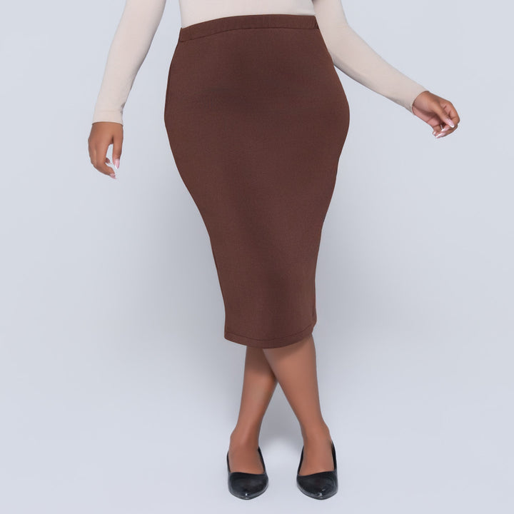 Plus Size Scuba Chocolate Skirt