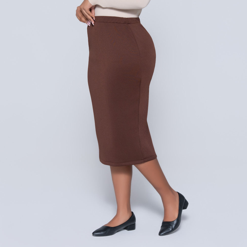 Plus Size Scuba Chocolate Skirt