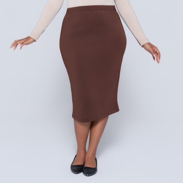 Plus Size Scuba Chocolate Skirt