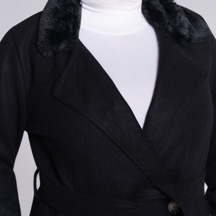 Black Plus Size Fur Edit Melton Jacket