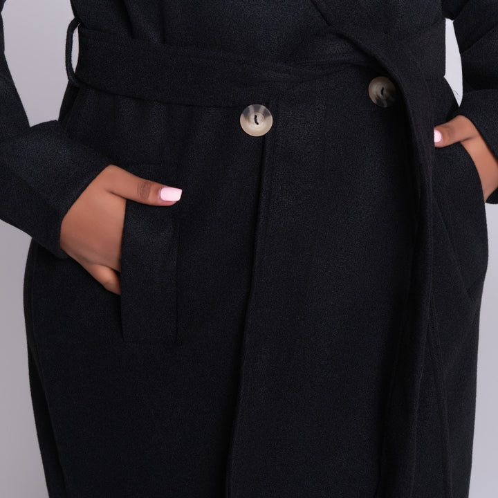 Black Plus Size Fur Edit Melton Jacket