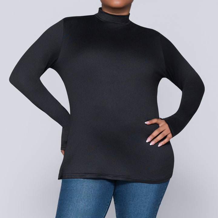 Black Plus Size Turtle Neck Top