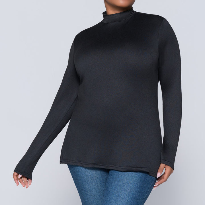 Black Plus Size Turtle Neck Top