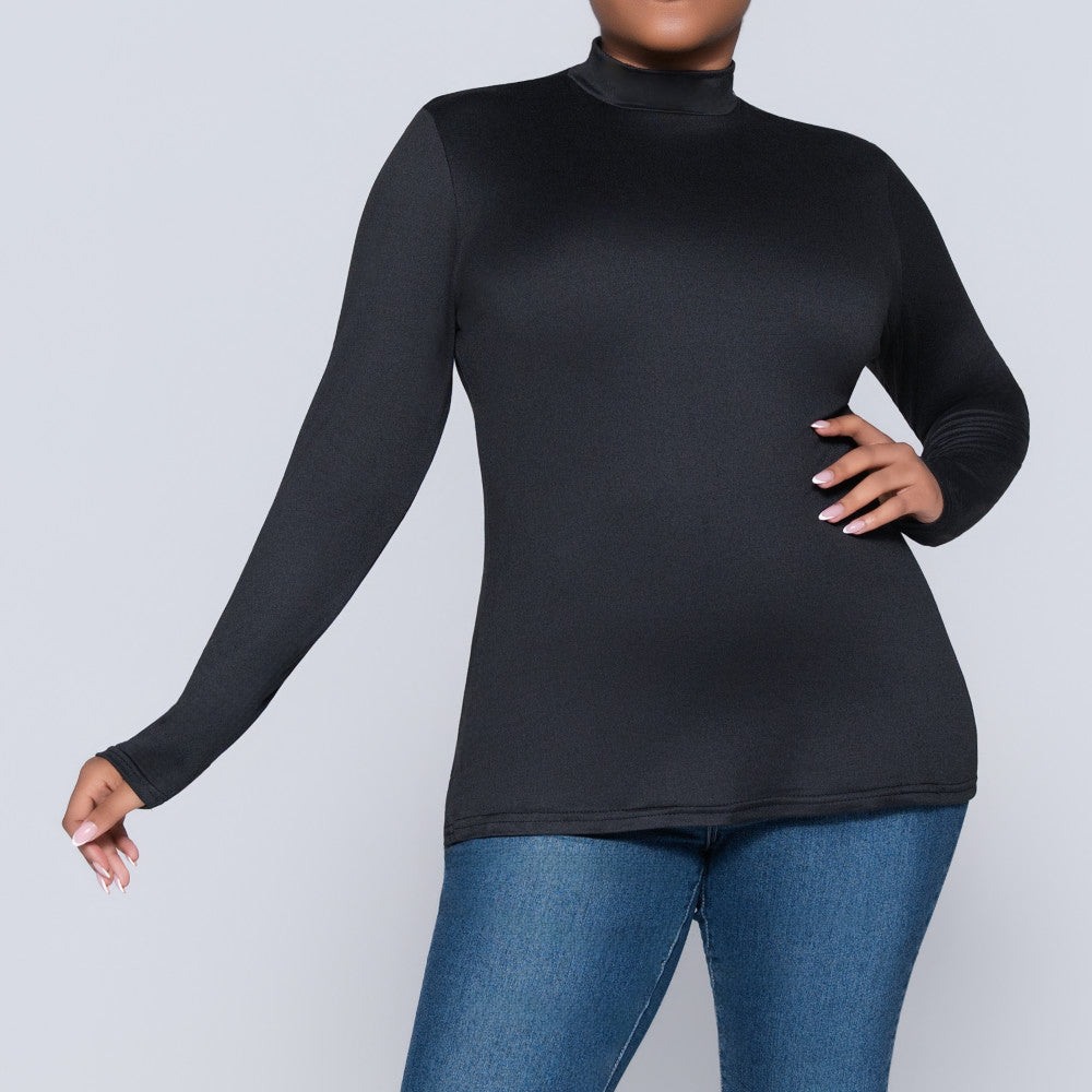 Black Plus Size Turtle Neck Top
