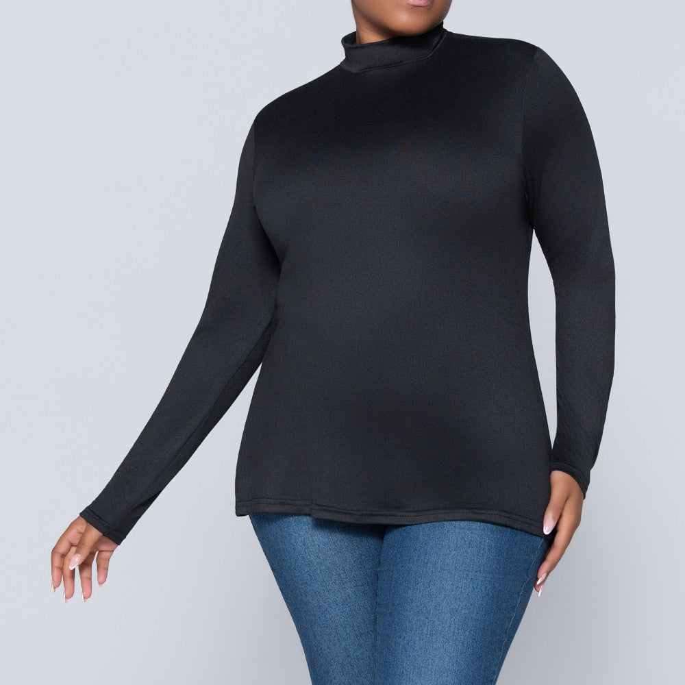 Black Plus Size Turtle Neck Top