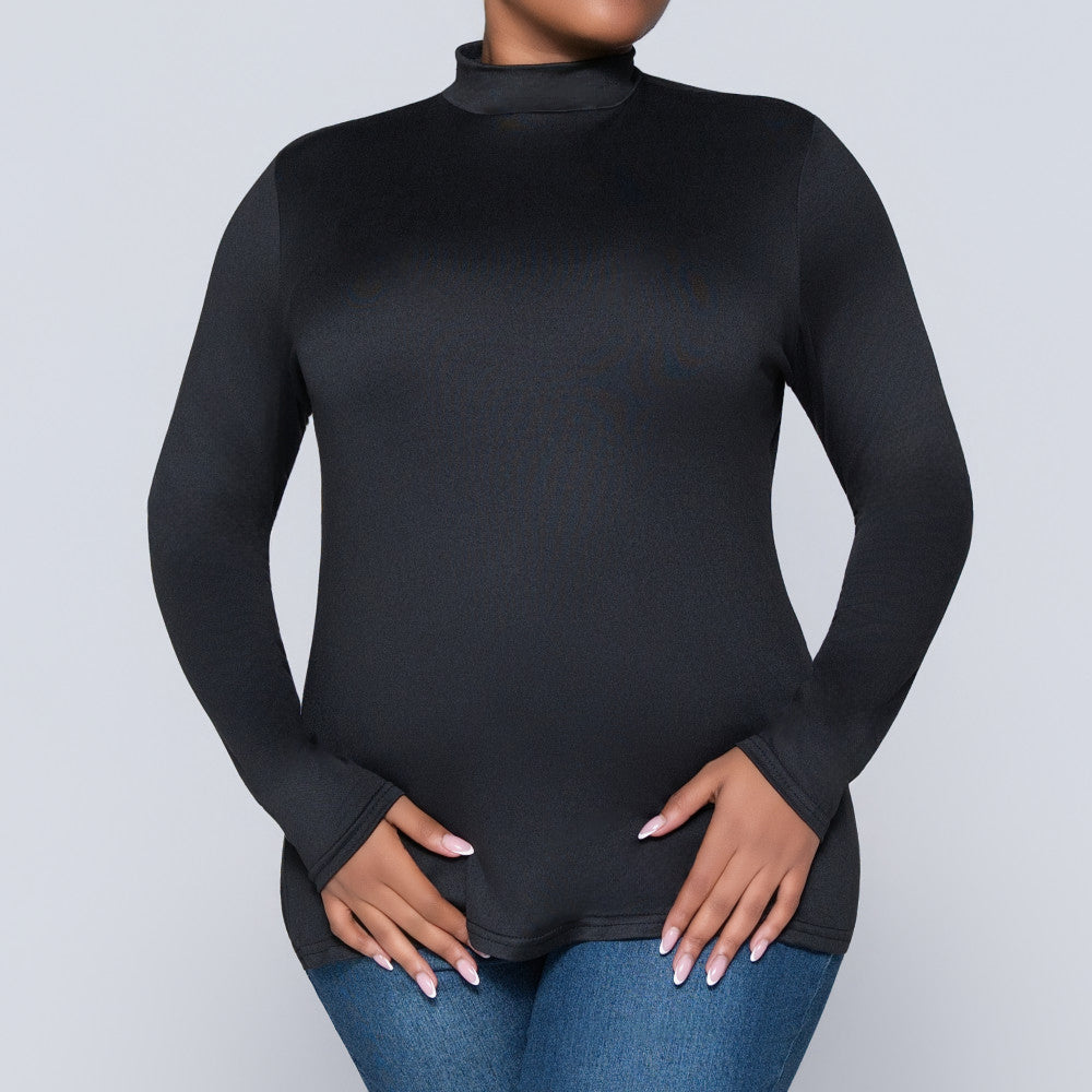 Black Plus Size Turtle Neck Top