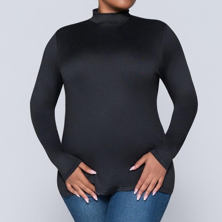 Black Plus Size Turtle Neck Top