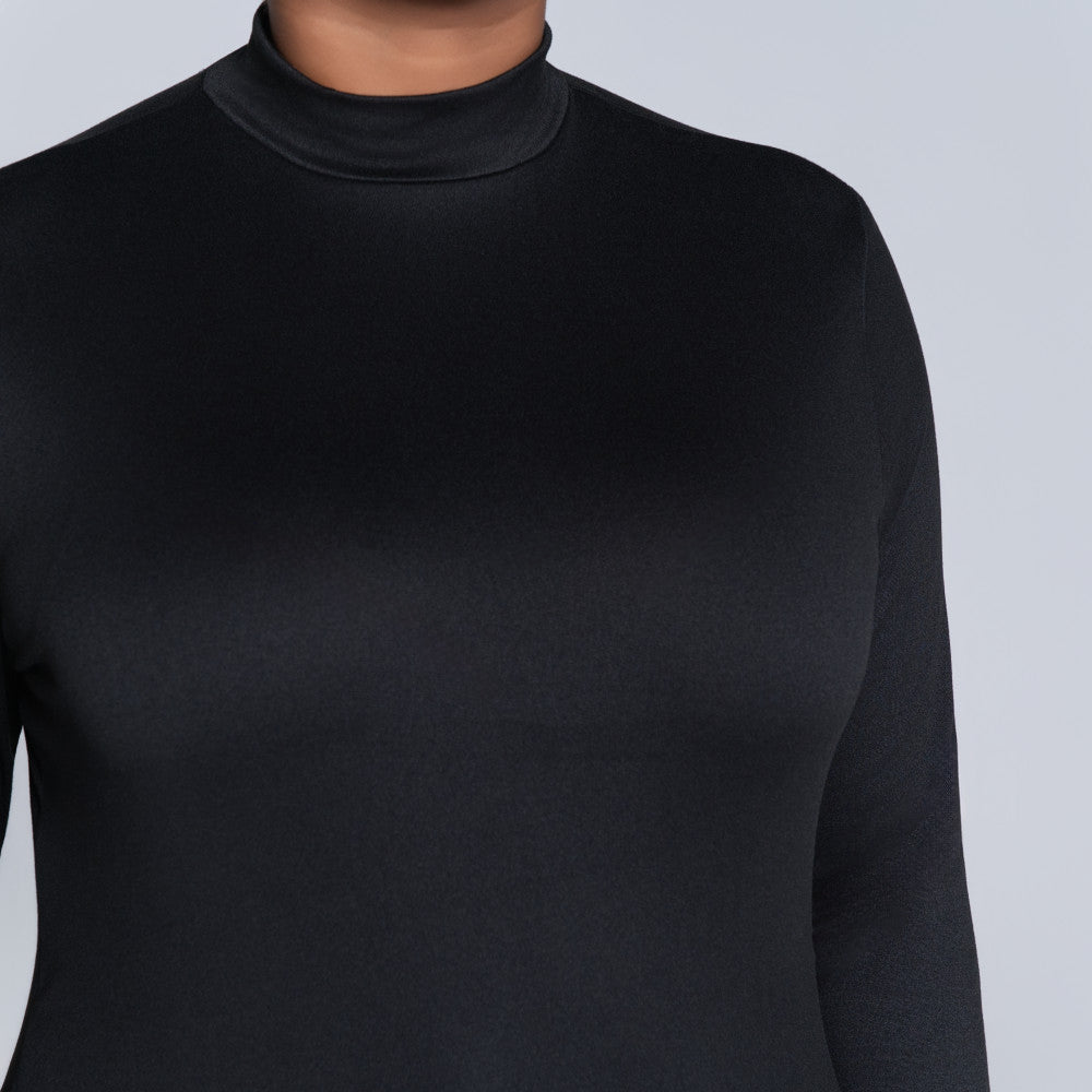 Black Plus Size Turtle Neck Top