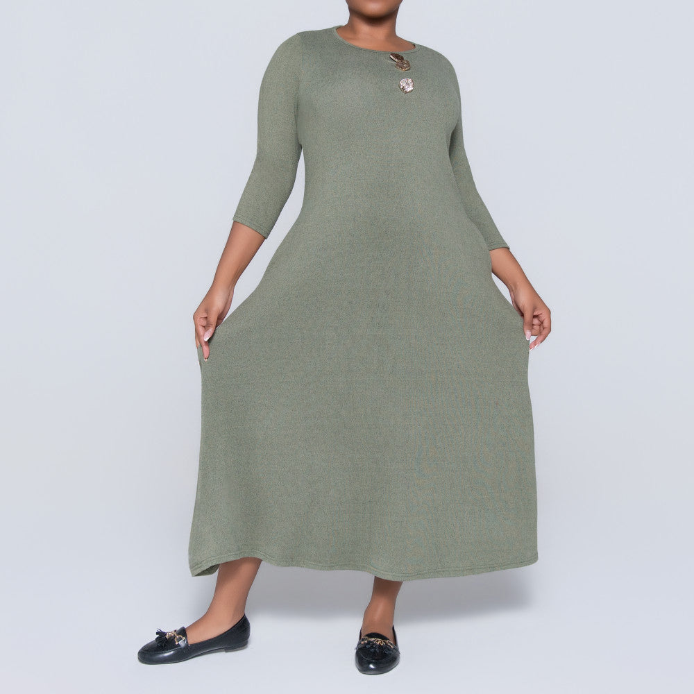 Plus Size Jersey Knit Olive Dress  Fashion World ZA