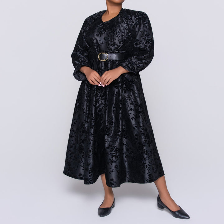 Plus Size Black Satin Dress