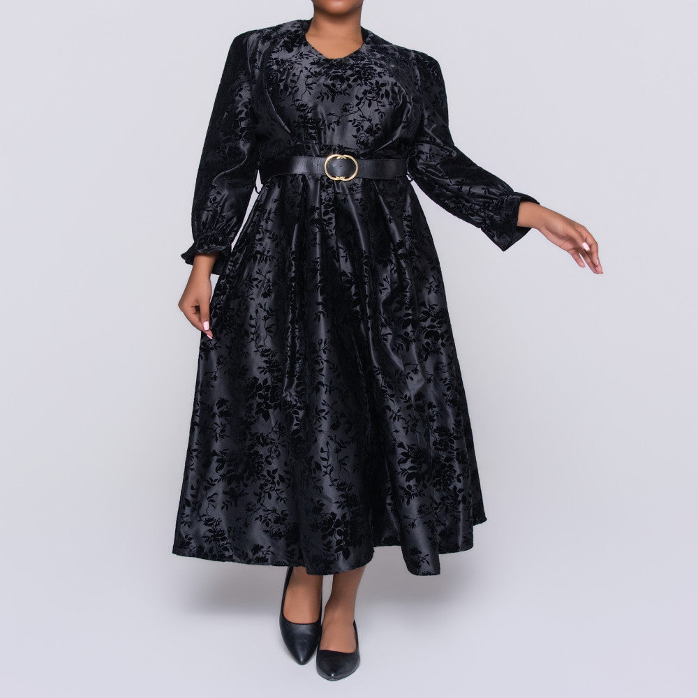 Plus Size Black Satin Dress