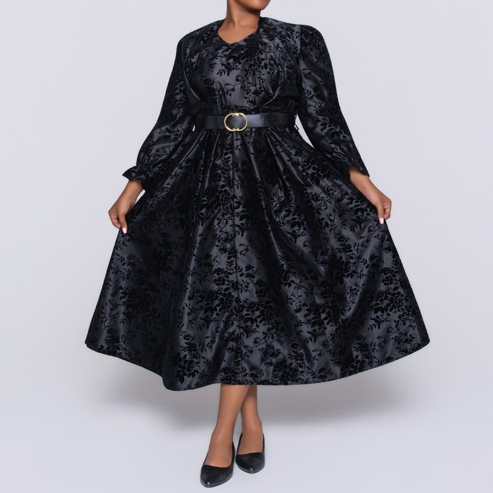 Plus Size Black Satin Dress