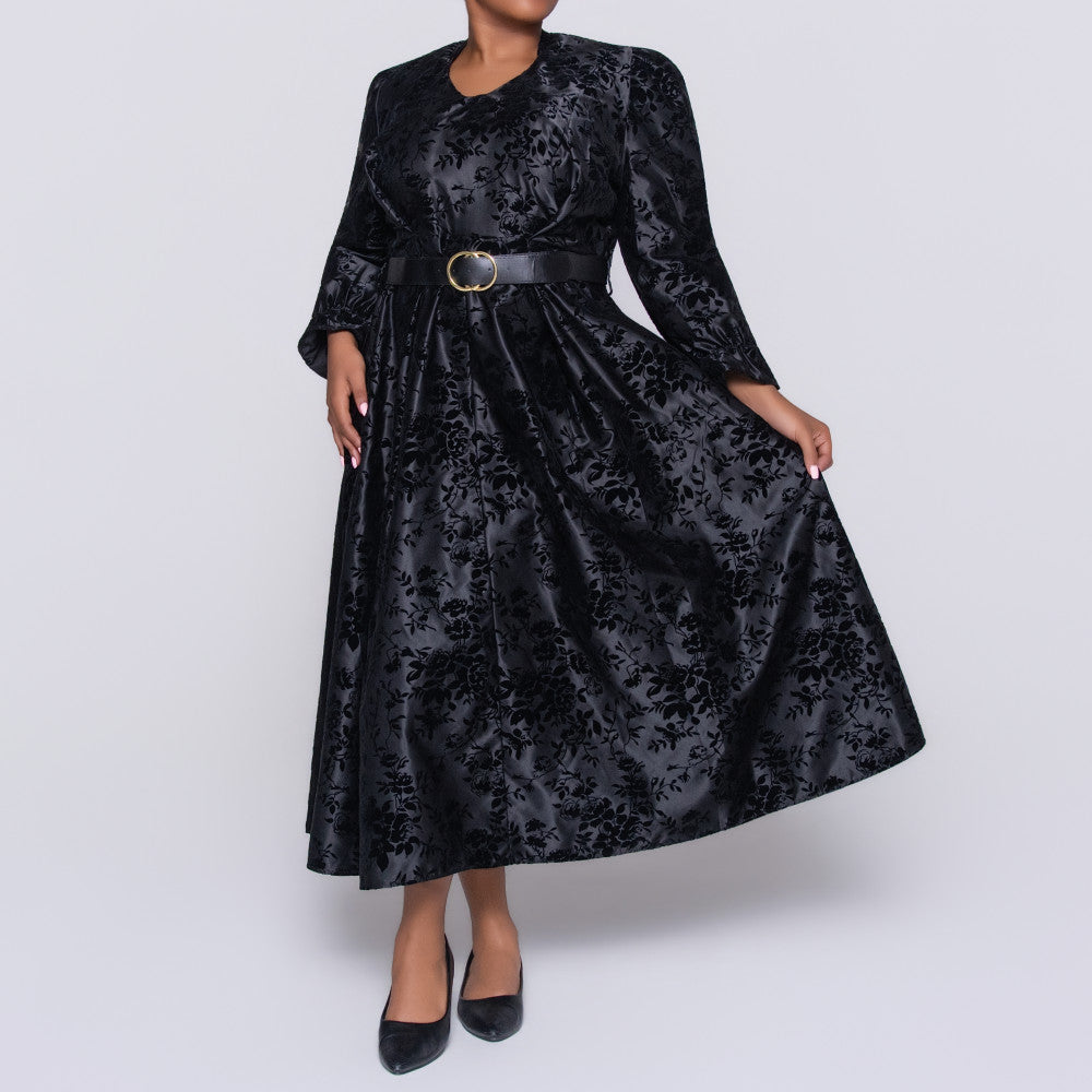 Plus Size Black Satin Dress