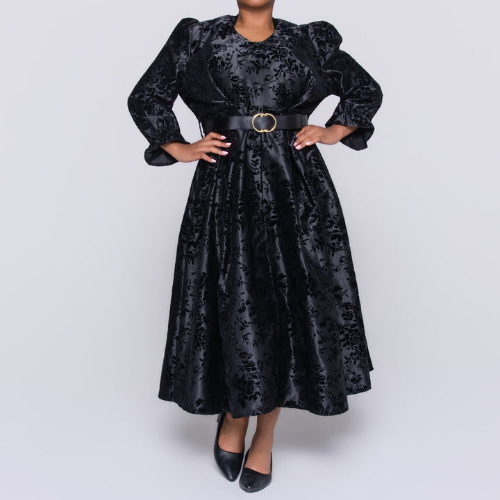 Plus Size Black Satin Dress