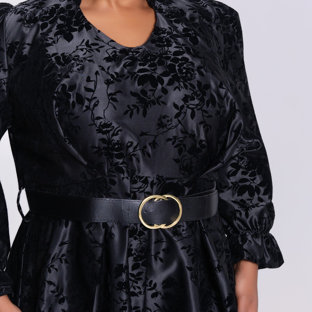 Plus Size Black Satin Dress