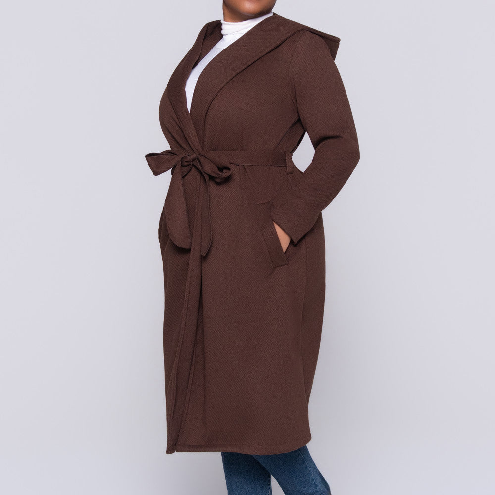 Plus Size Long Sleeve Melton Jacket