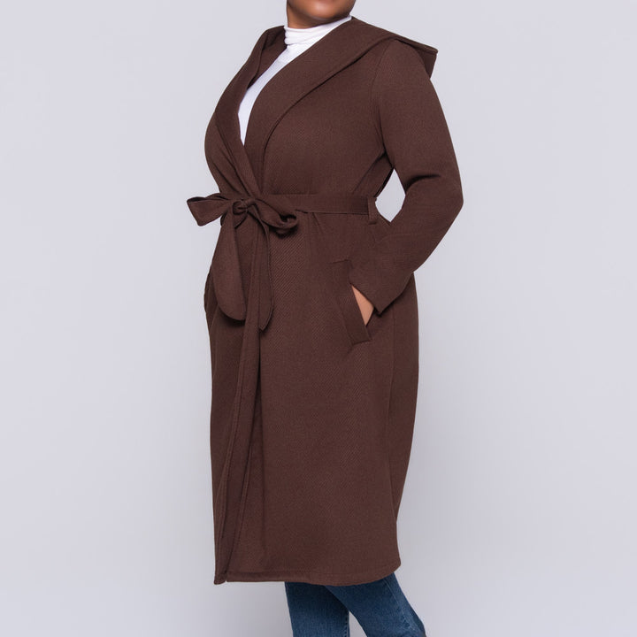 Plus Size Long Sleeve Melton Jacket