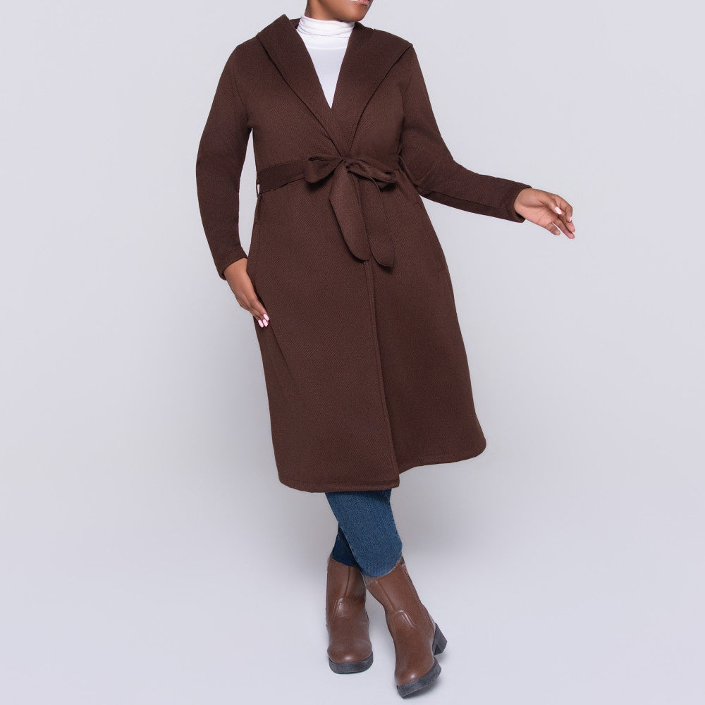 Plus Size Long Sleeve Melton Jacket