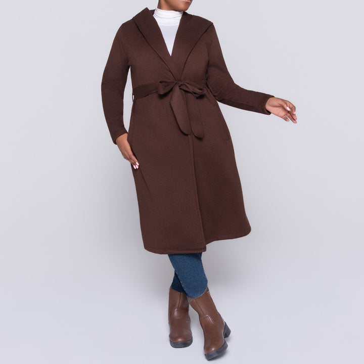 Plus Size Long Sleeve Melton Jacket