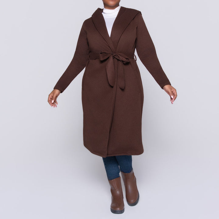 Plus Size Long Sleeve Melton Jacket