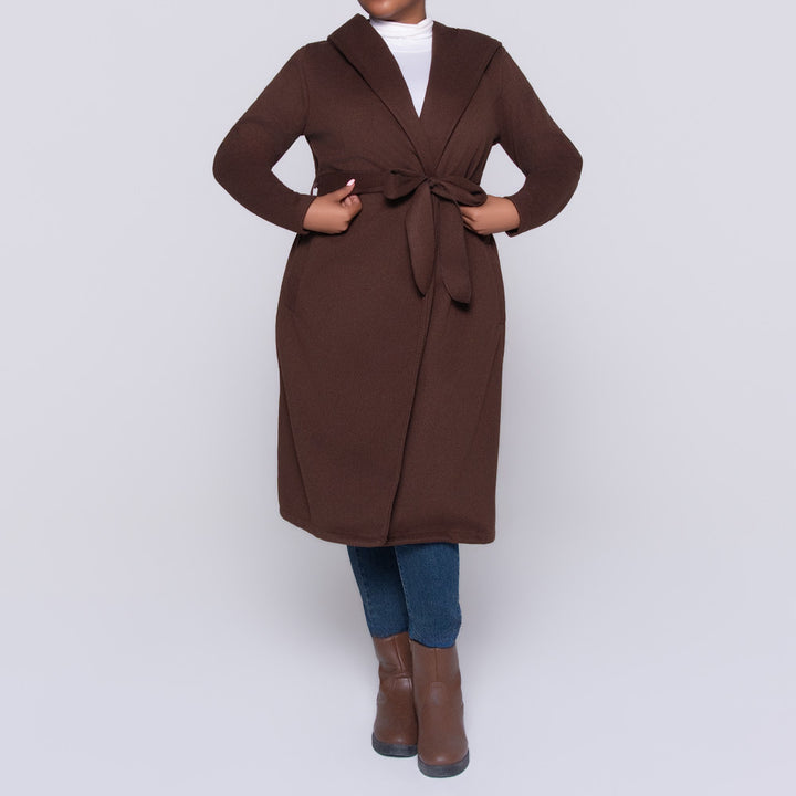 Plus Size Long Sleeve Melton Jacket