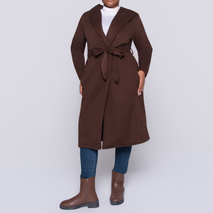 Plus Size Long Sleeve Melton Jacket
