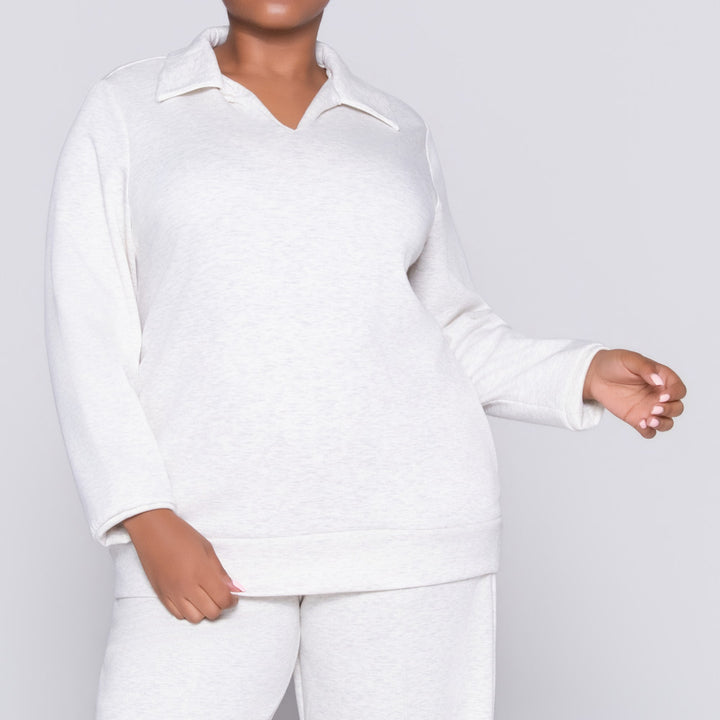 Plus Size Oatmeal Modal Scuba Top