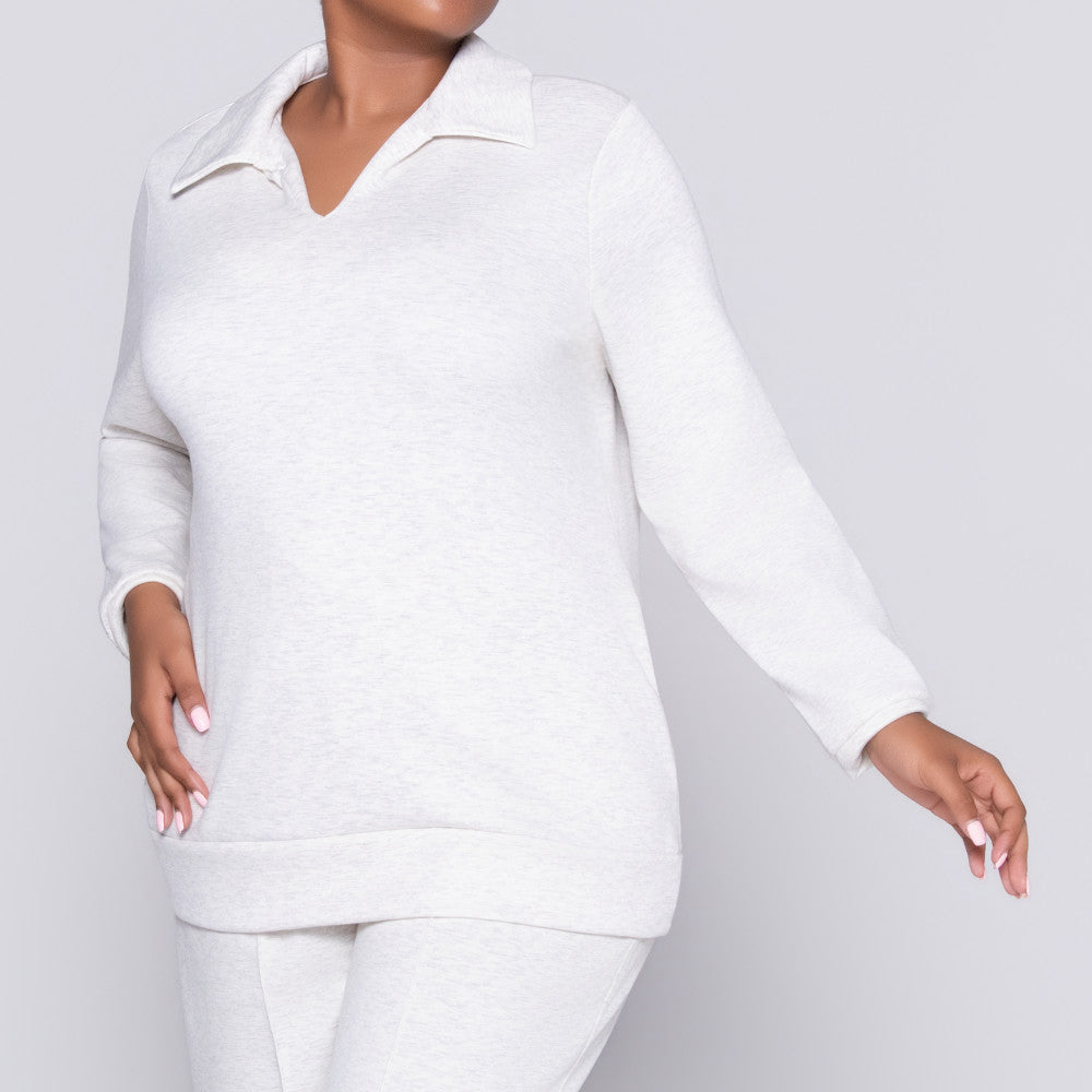 Plus Size Oatmeal Modal Scuba Top