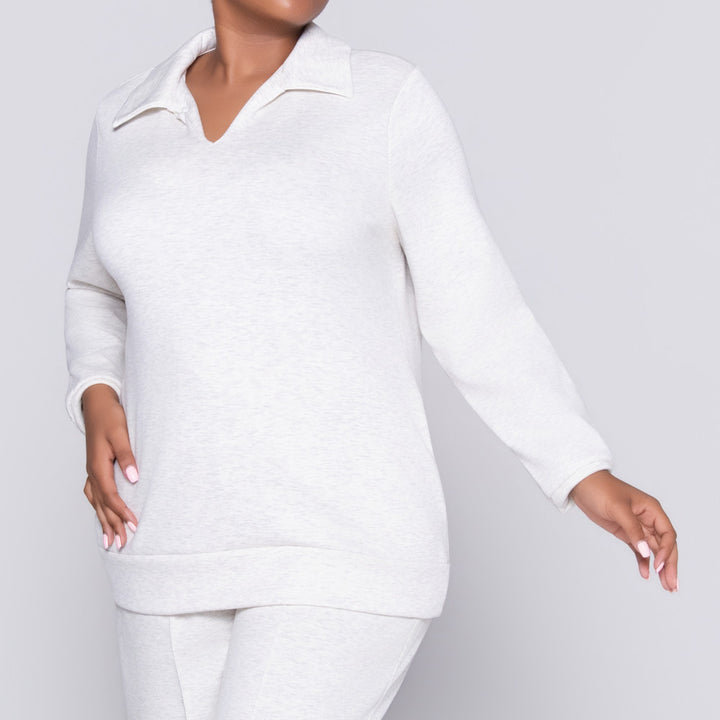 Plus Size Oatmeal Modal Scuba Top