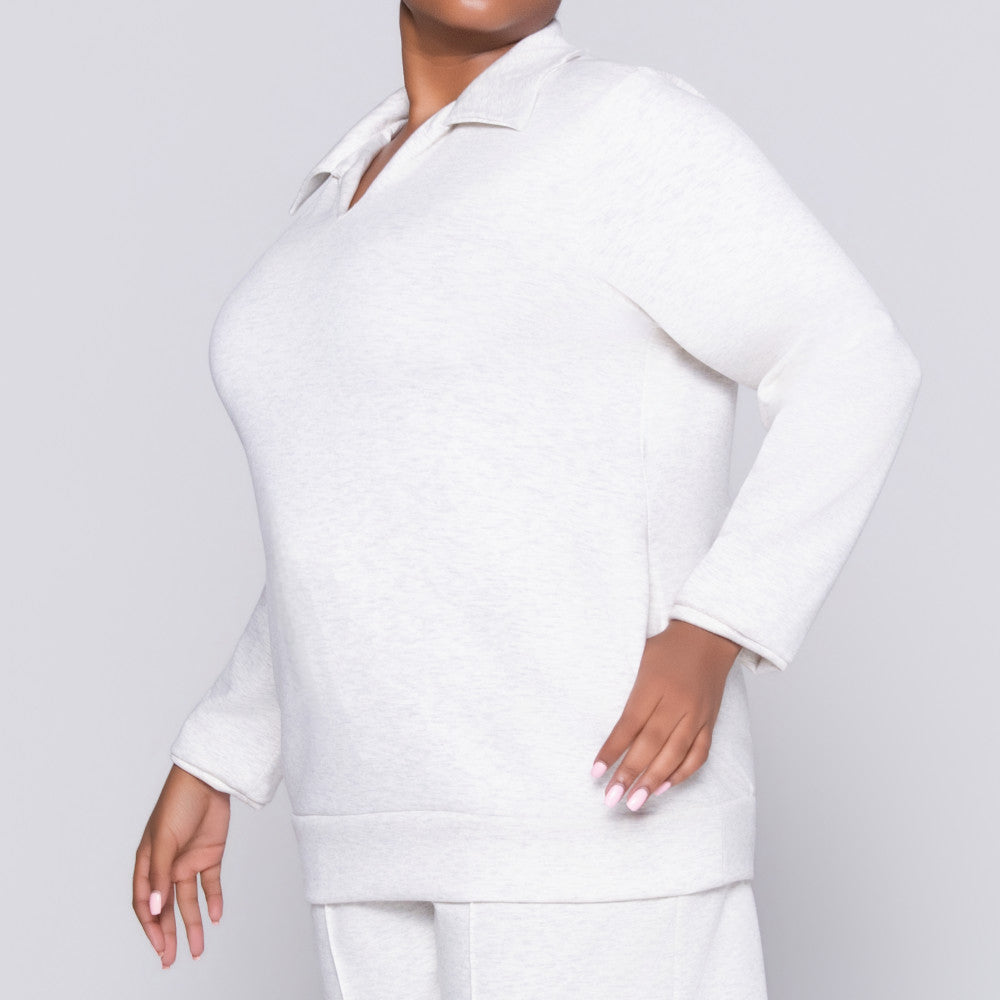 Plus Size Oatmeal Modal Scuba Top