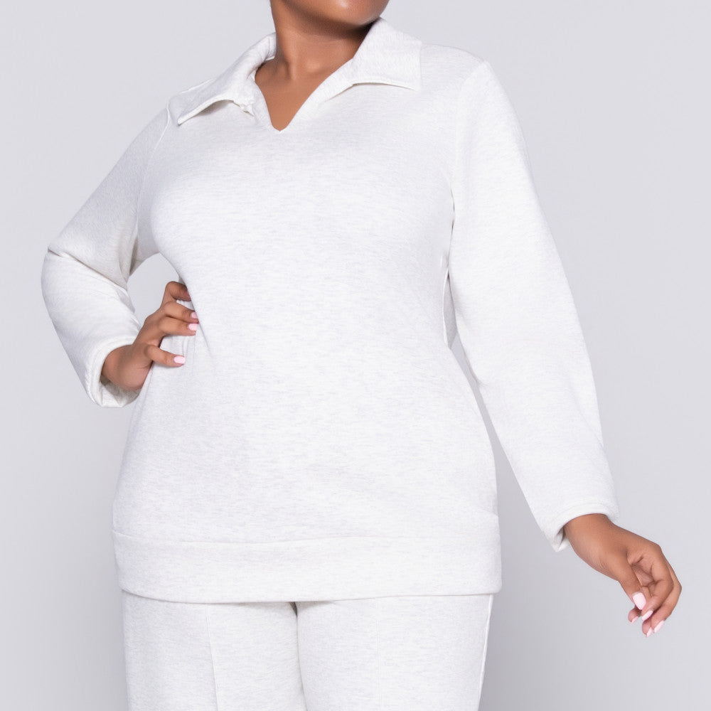Plus Size Oatmeal Modal Scuba Top