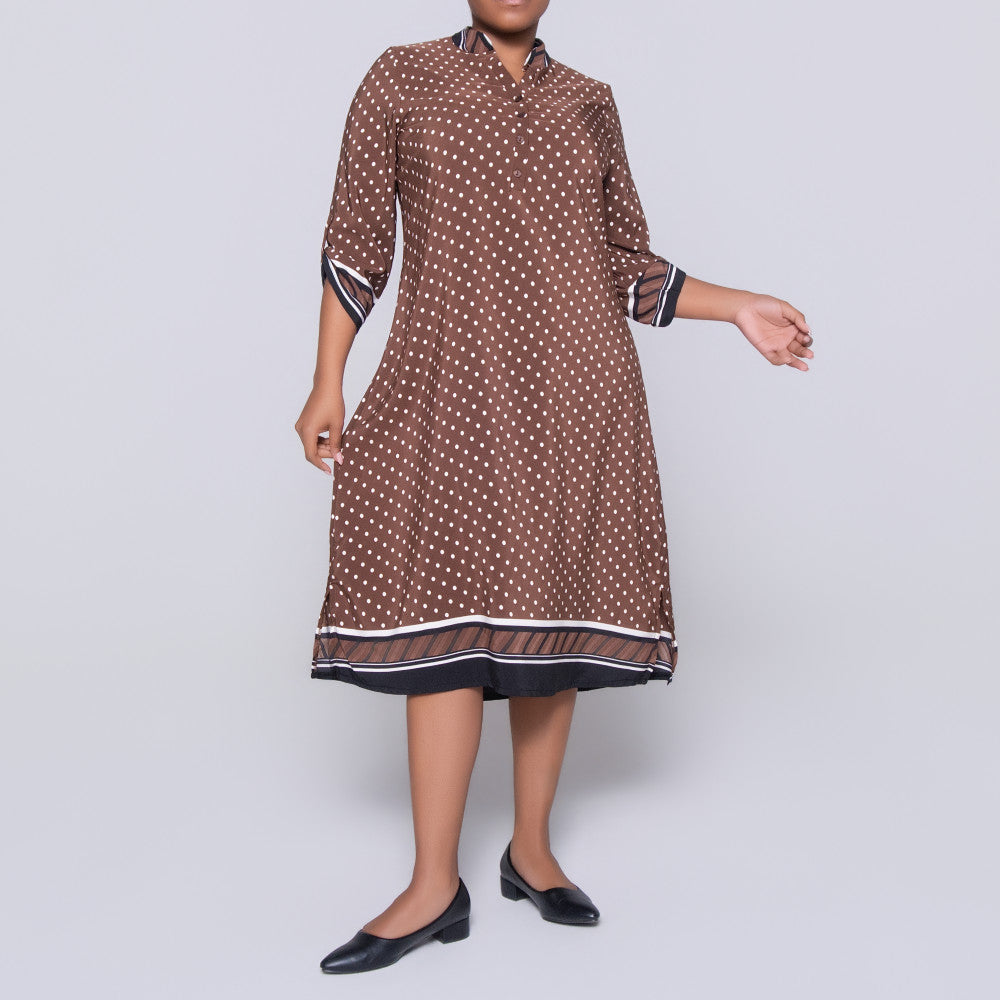 Plus Size Border Print Tunic